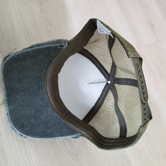 Distressed Olive Green Baseball Hat Cap New Without Tags - Picture 6 of 8